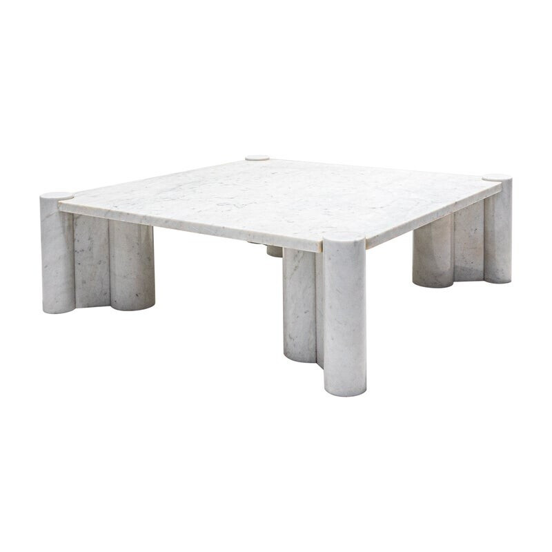 Table basse vintage Jumbo en marbre blanc de Carrare par Gae Aulenti pour Knoll Inc, 1960