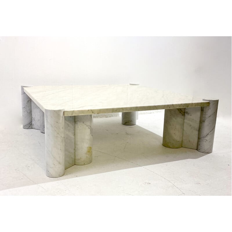 Table basse vintage Jumbo en marbre blanc de Carrare par Gae Aulenti pour Knoll Inc, 1960