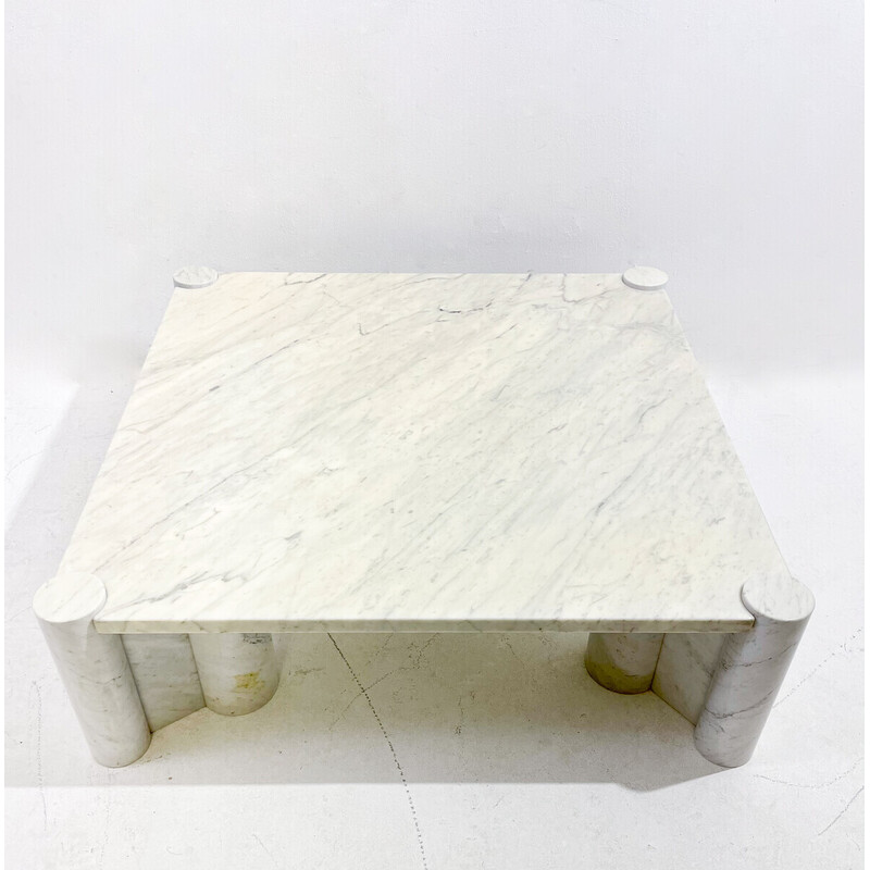 Mesa de centro Jumbo vintage de mármol blanco de Carrara por Gae Aulenti para Knoll Inc, años 60