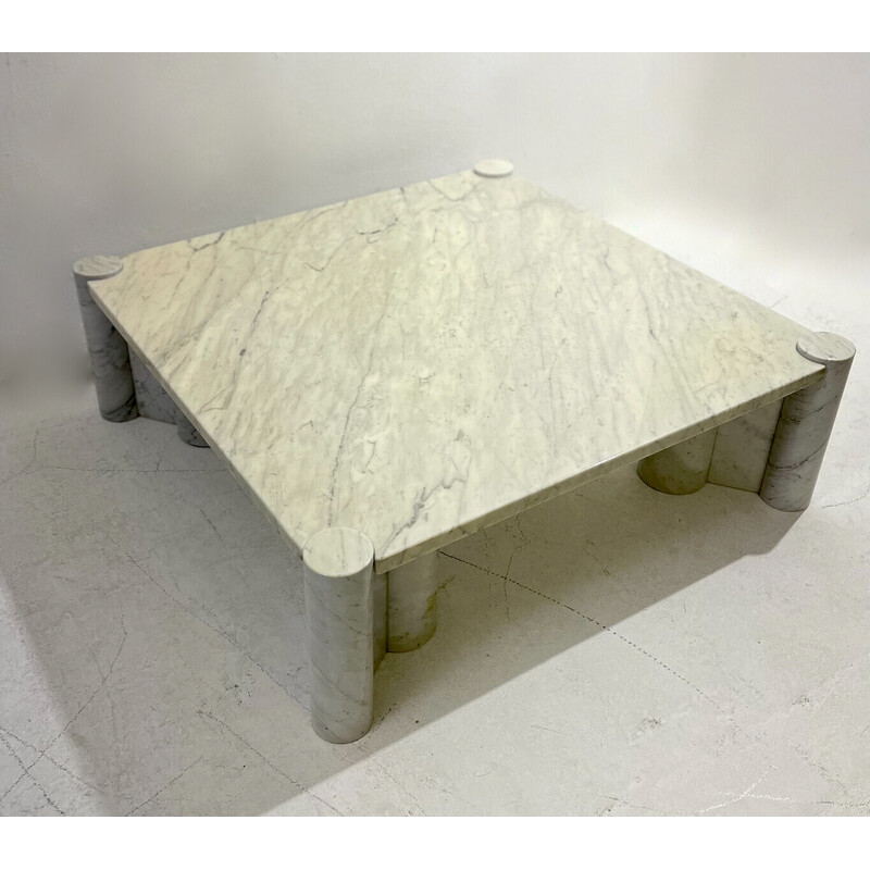 Mesa de centro Jumbo vintage de mármol blanco de Carrara por Gae Aulenti para Knoll Inc, años 60