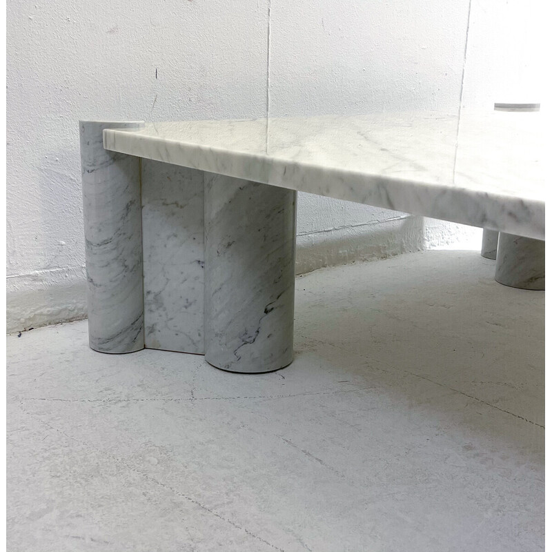 Mesa de centro Jumbo vintage de mármol blanco de Carrara por Gae Aulenti para Knoll Inc, años 60
