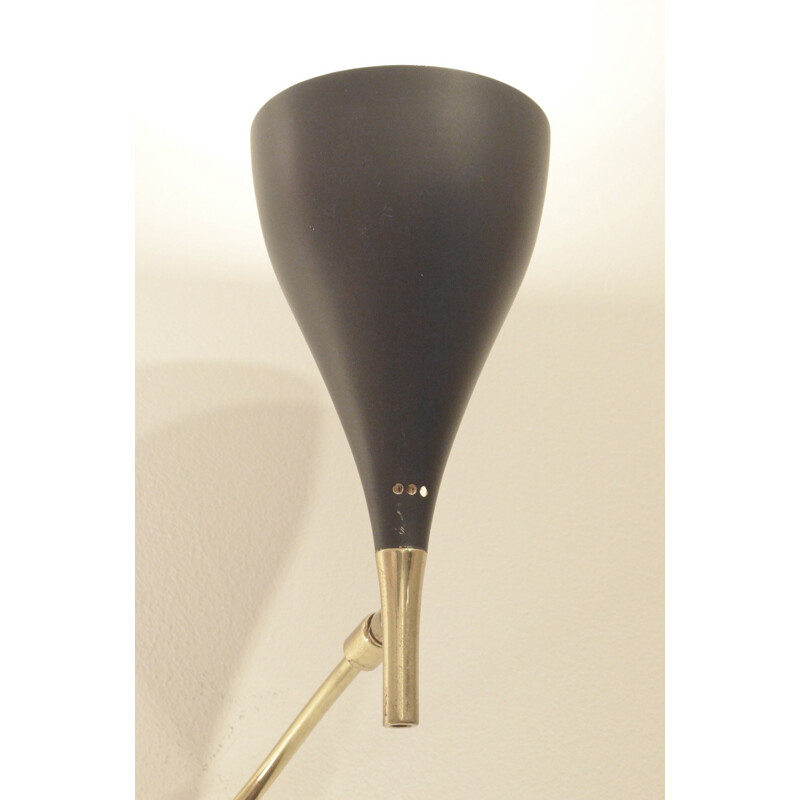 Black tulip wall lamp in brass and painted metal - 1950s