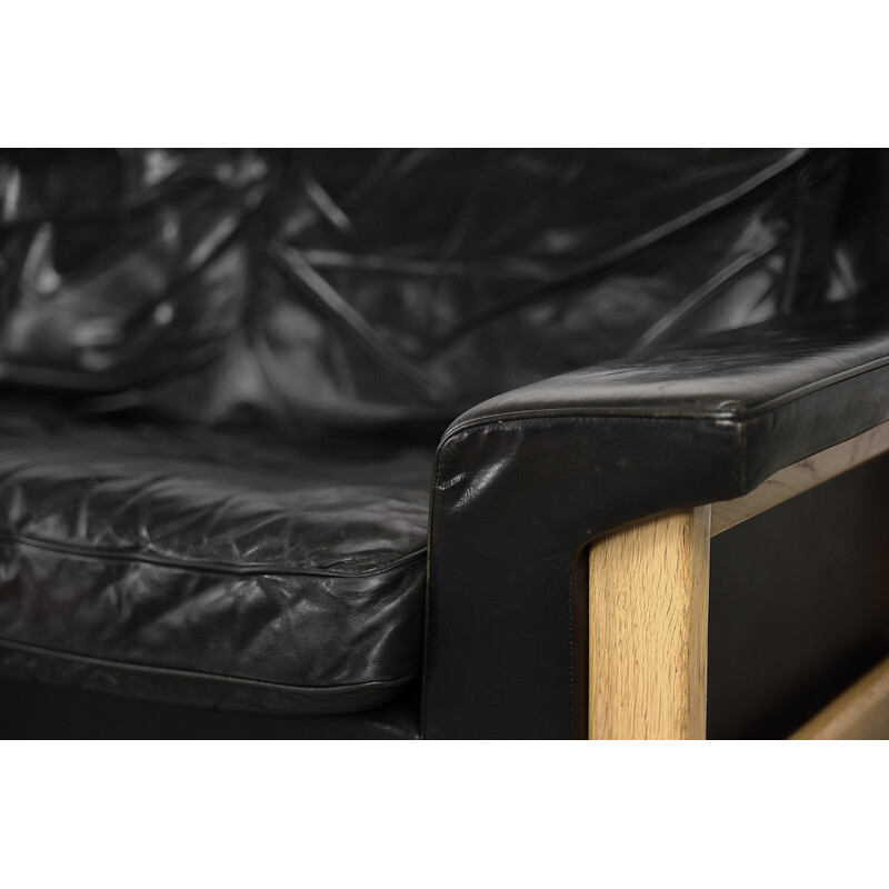 Vintage Scandinavian black leather 3-seater sofa by Lennart Bender for Ulferts Tibro, 1960s