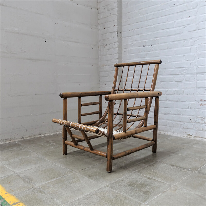 Vintage French bamboo armchair, 1960s