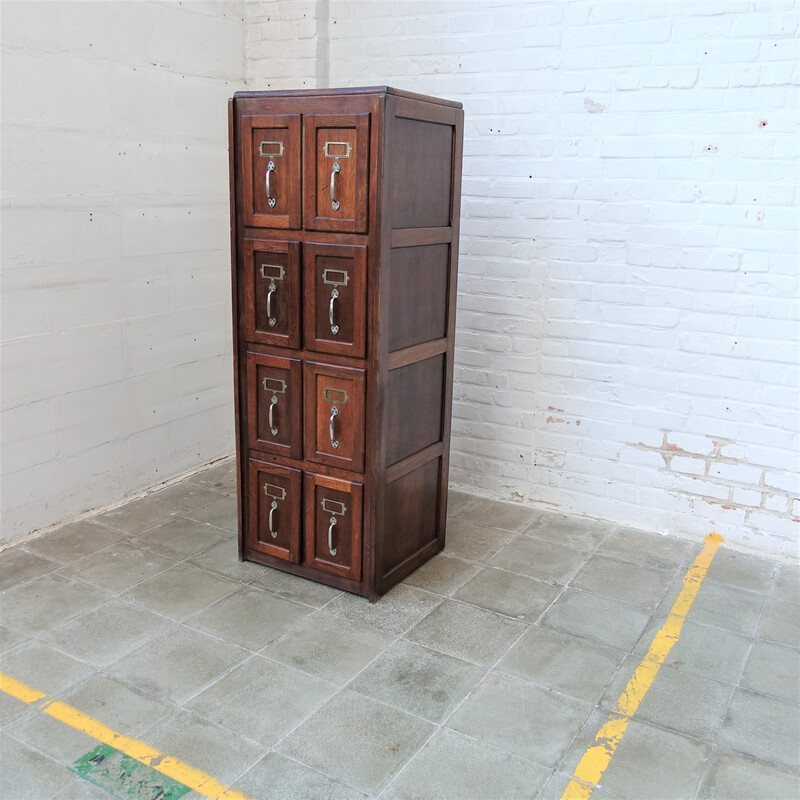 Vintage wood and brass filing cabinet