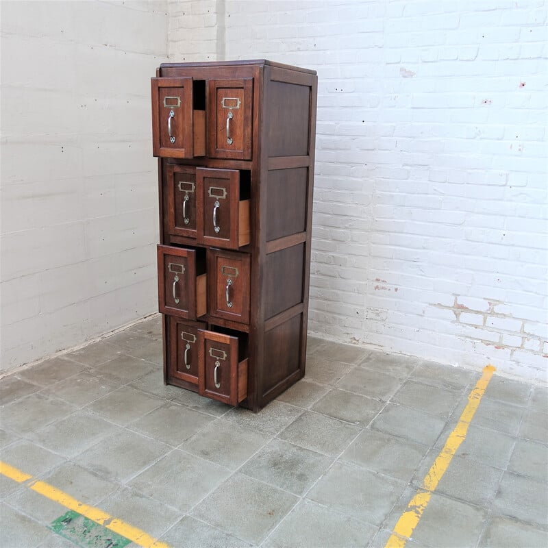 Vintage wood and brass filing cabinet