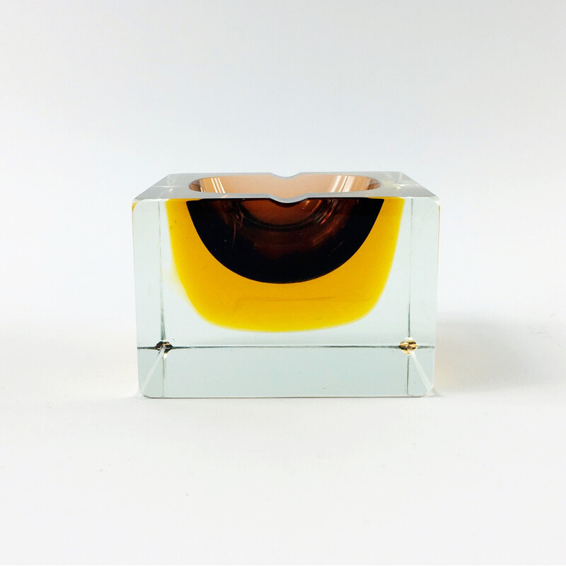 Cenicero vintage de cristal de Murano por Flavio Poli para Seguso, Italia años 70