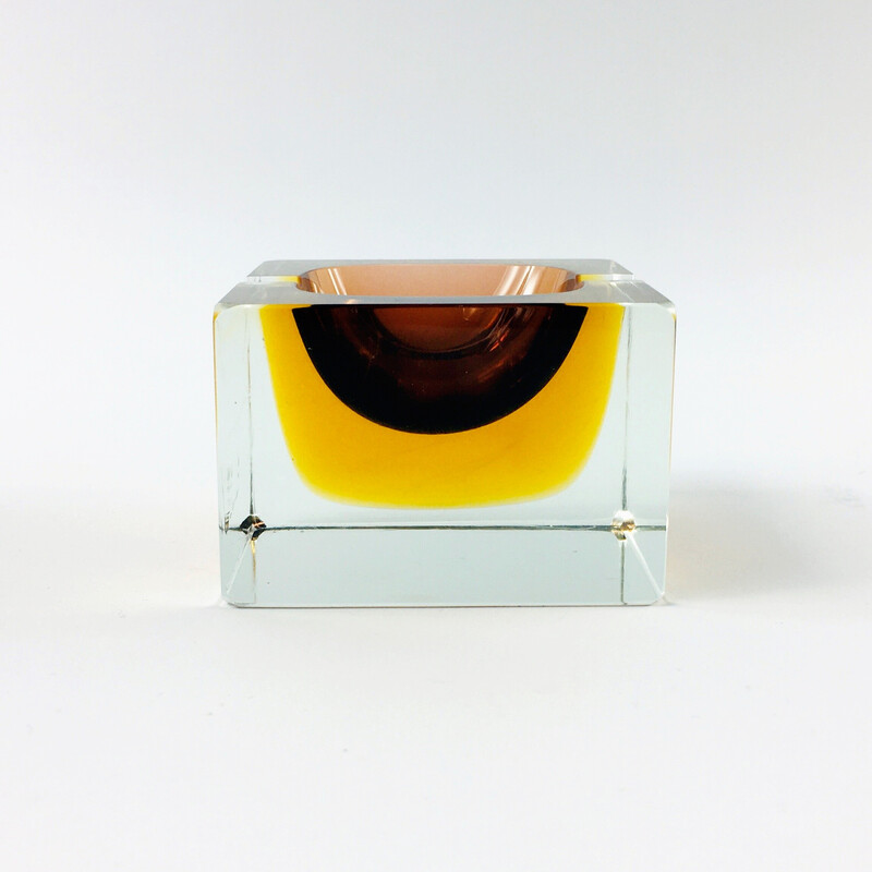 Cendrier vintage en verre de Murano par Flavio Poli pour Seguso, Italie 1970