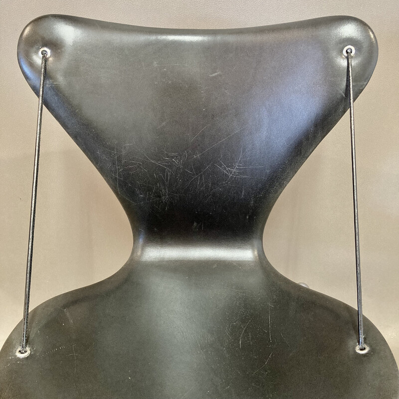Ensemble de 4 chaises vintage en cuir et métal par Arne Jacobsen pour Fritz Hansen, 1960
