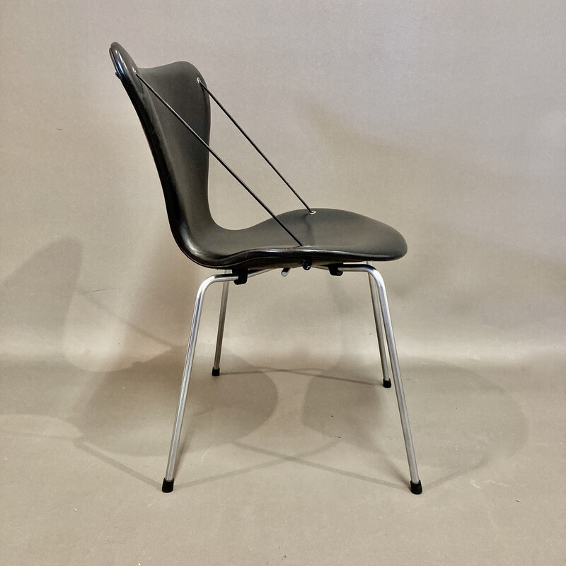 Satz von 4 Vintage-Stühlen aus Leder und Metall von Arne Jacobsen für Fritz Hansen, 1960