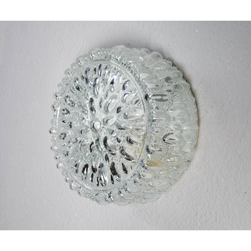 Vintage crystal glass ceiling lamp for Glashütte Limburg, Germany 1960s