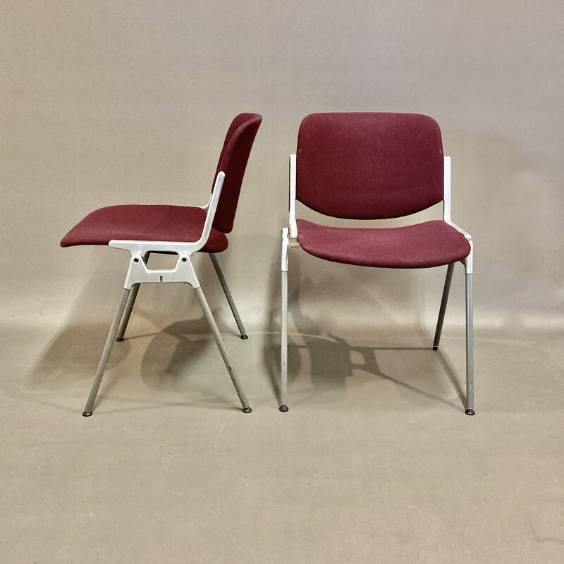 Set of 4 vintage aluminum and metal chairs by Giancarlo Piretti for Castelli, 1960s