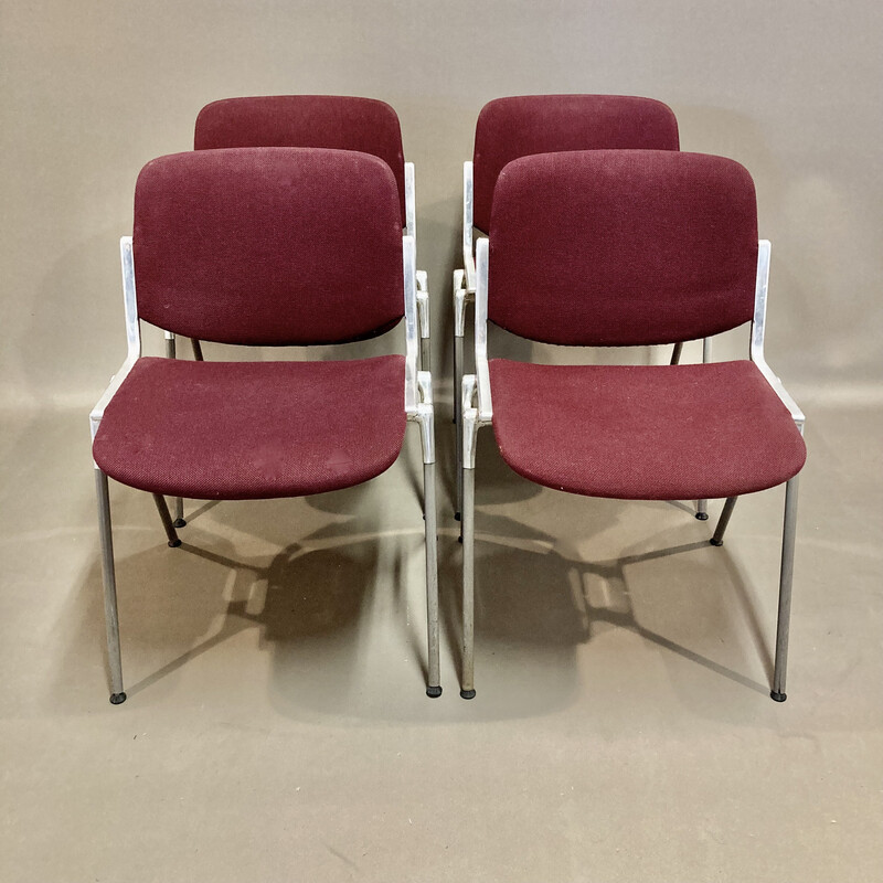 Set van 4 vintage stoelen in aluminium en metaal van Giancarlo Piretti voor Castelli, 1960