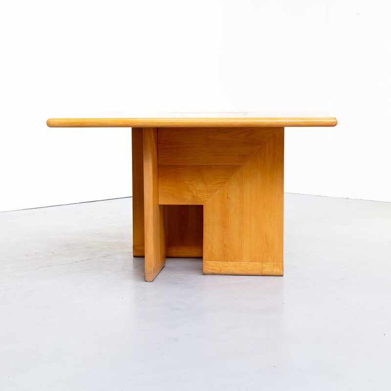 Vintage vierkante houten tafel door Silvio Coppola voor Fratelli Montina