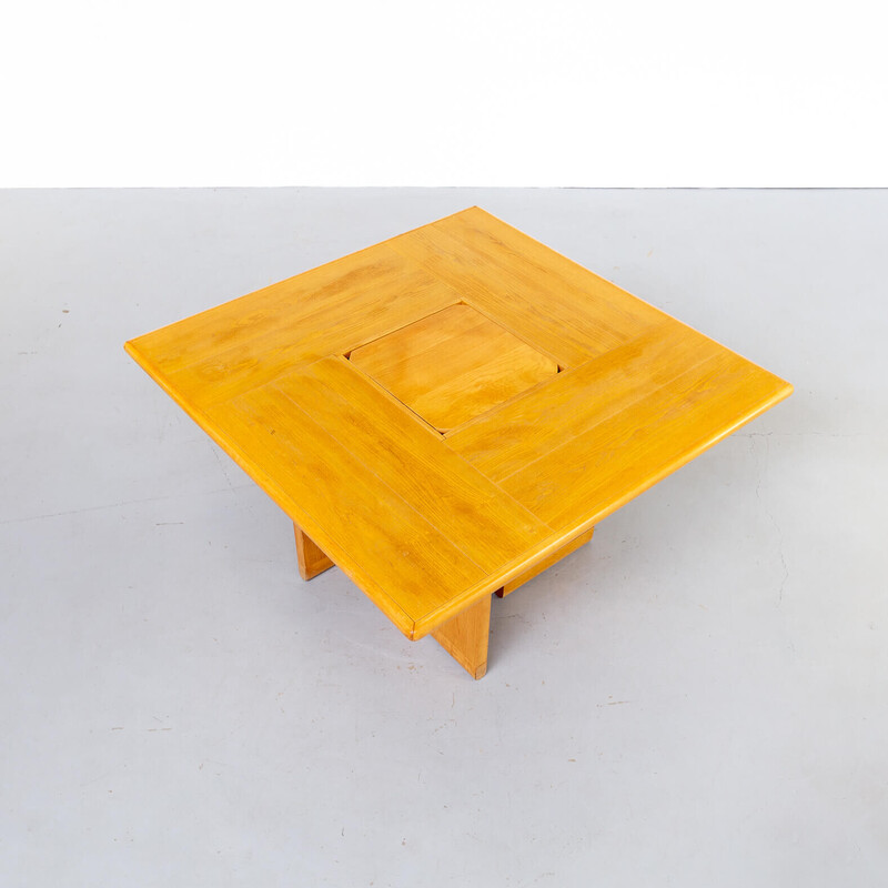 Vintage vierkante houten tafel door Silvio Coppola voor Fratelli Montina
