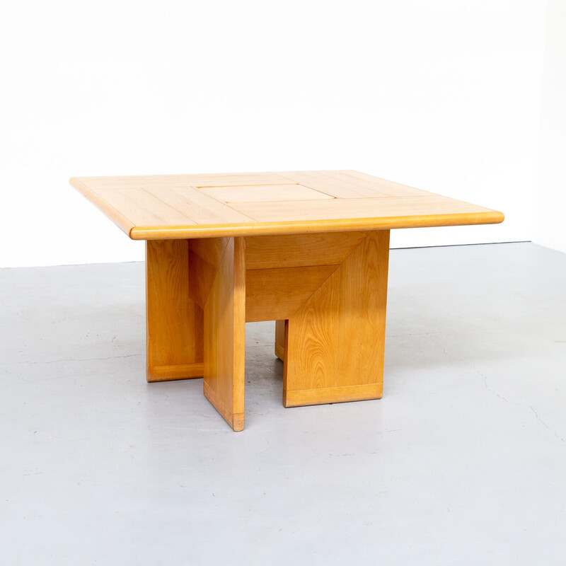 Vintage square wooden table by Silvio Coppola for Fratelli Montina