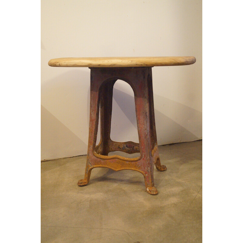 Vintage console in cast iron and solid wood, 1930s