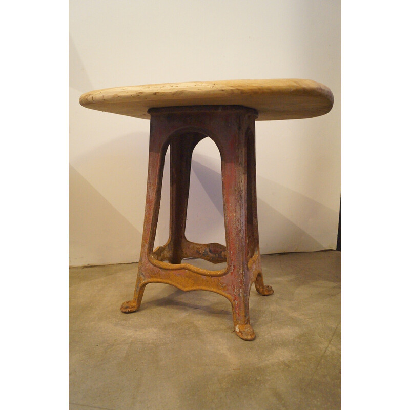 Vintage console in cast iron and solid wood, 1930s