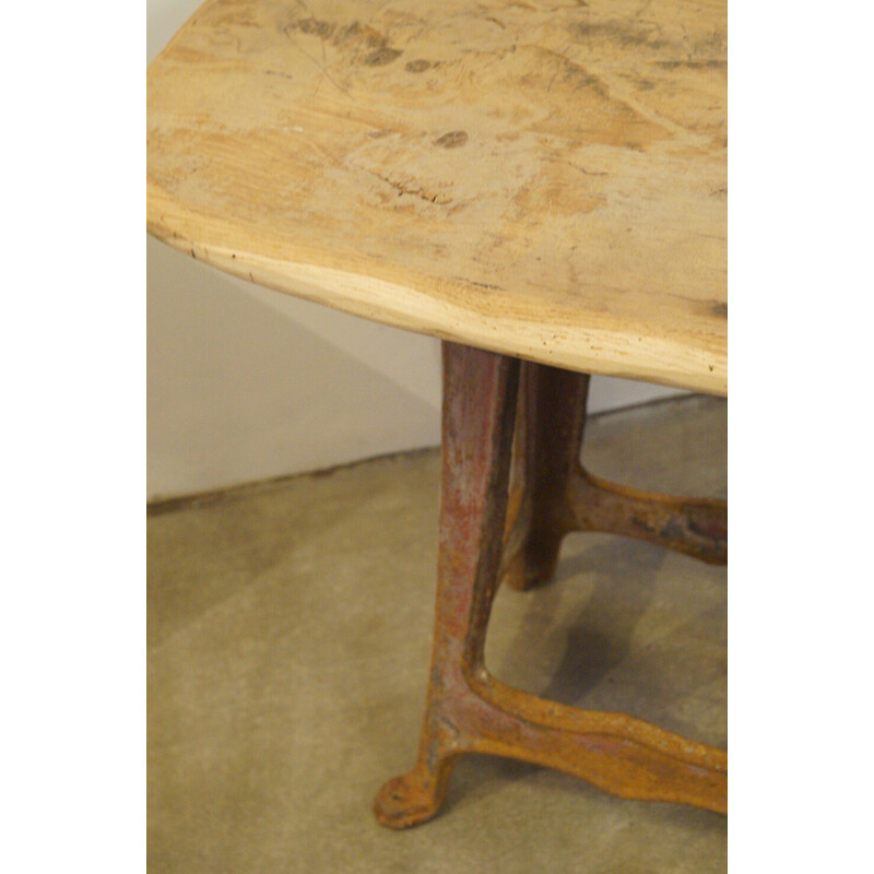 Vintage console in cast iron and solid wood, 1930s