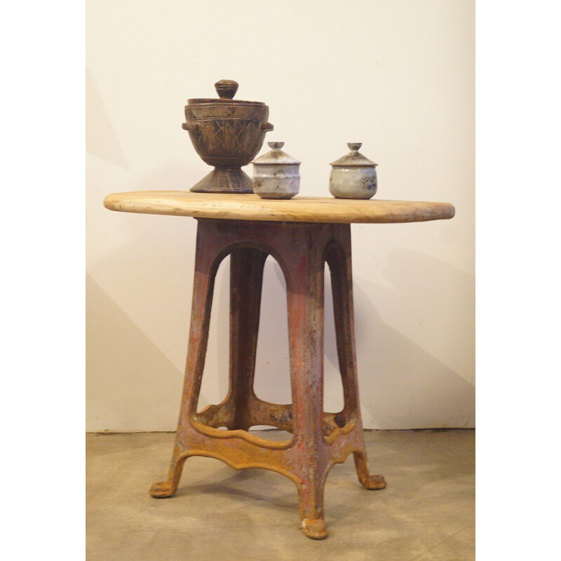 Console vintage en fonte et bois massif, 1930