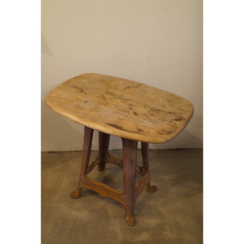 Console vintage en fonte et bois massif, 1930