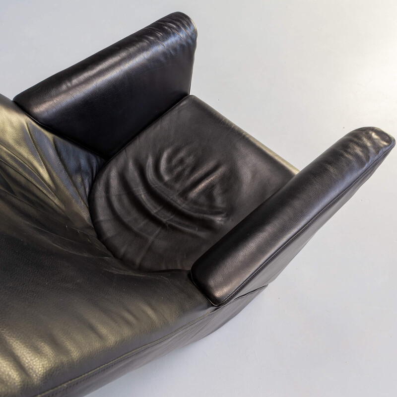 Vintage armchair with leather "Armilla" ottoman by Burkhard Voghterr for Arflex, 1970-1990s