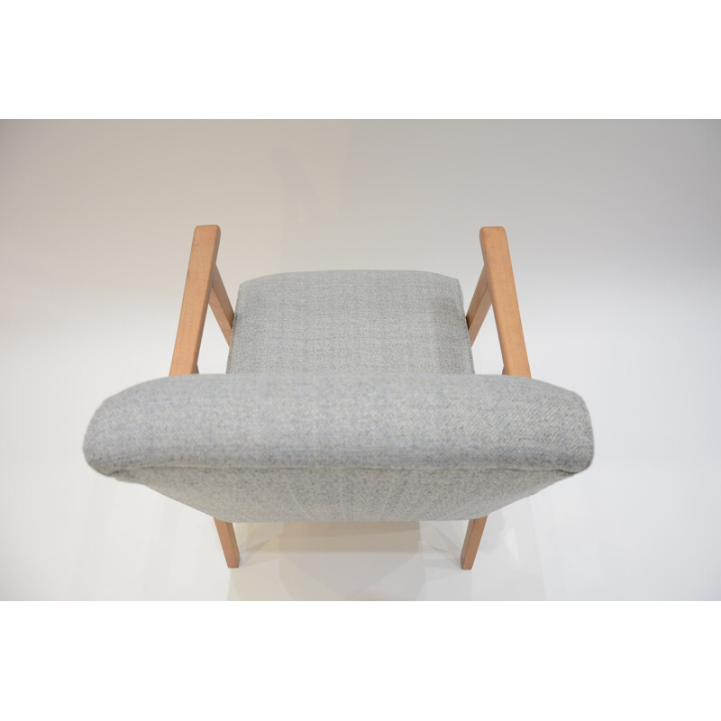 Armchair in grey fabric with blue threads - 1960s 