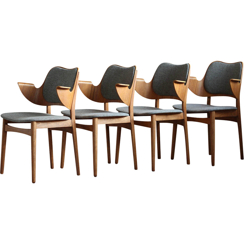 Set of 4 mid century dining chairs model 107 by Hans Olsen for Bramin, 1960s