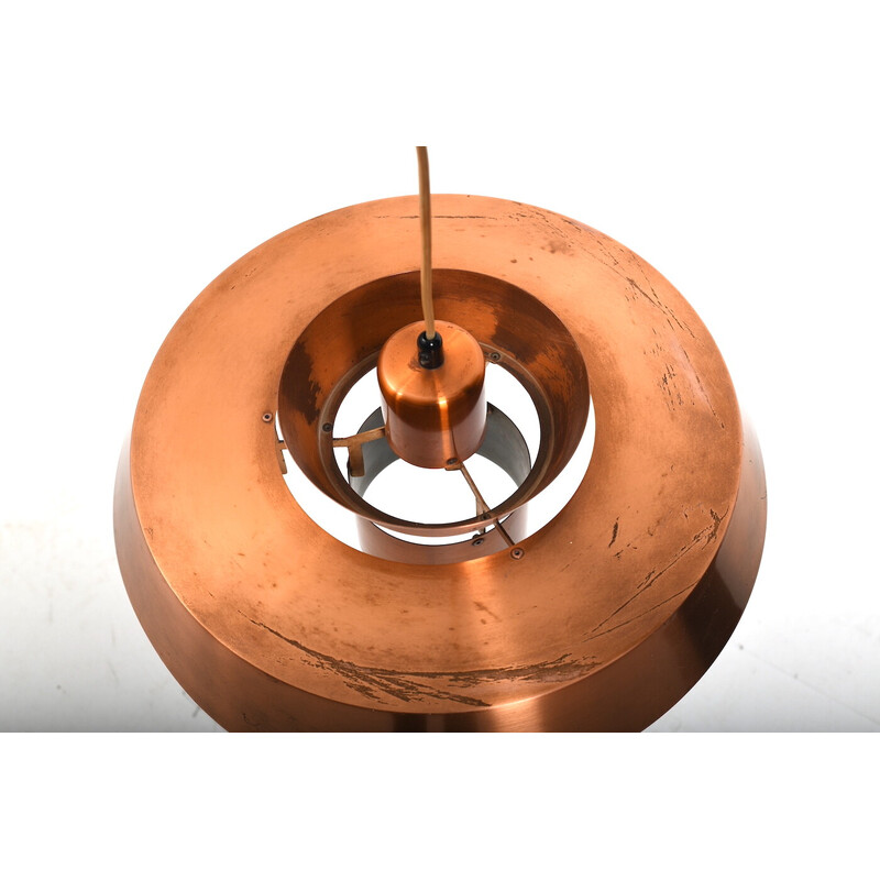 Vintage copper Nova pendant lamp by Jo Hammerborg for Fog & Mørup, Denmark 1960s