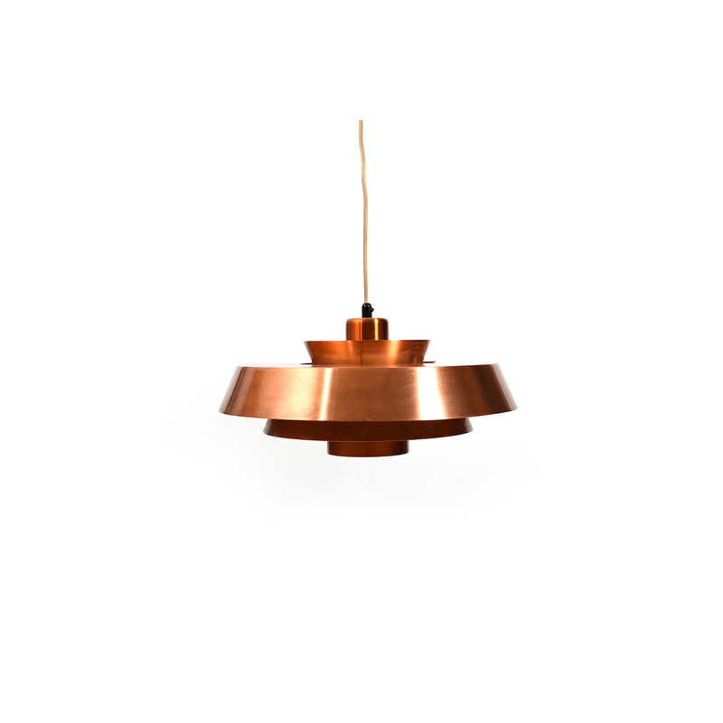 Vintage copper Nova pendant lamp by Jo Hammerborg for Fog & Mørup, Denmark 1960s