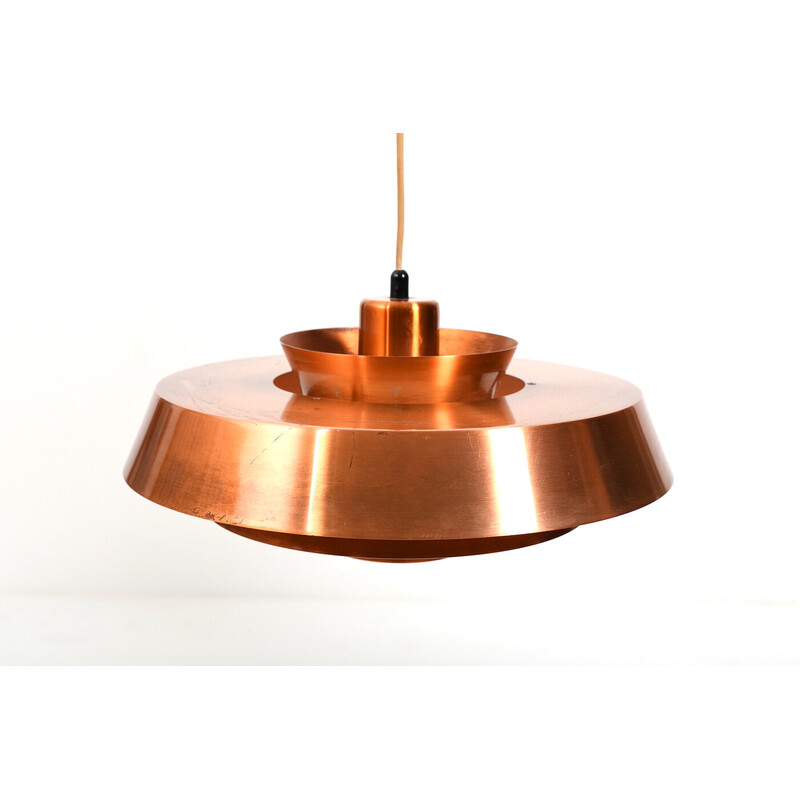 Vintage copper Nova pendant lamp by Jo Hammerborg for Fog & Mørup, Denmark 1960s