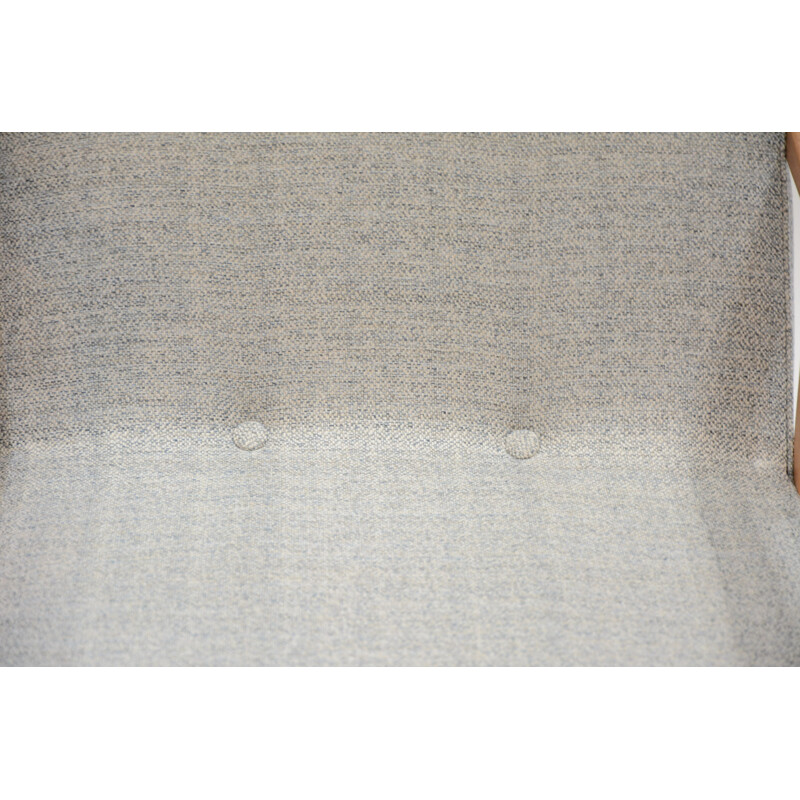 Fauteuil soviétique tissu gris avec fils bleus - 1960