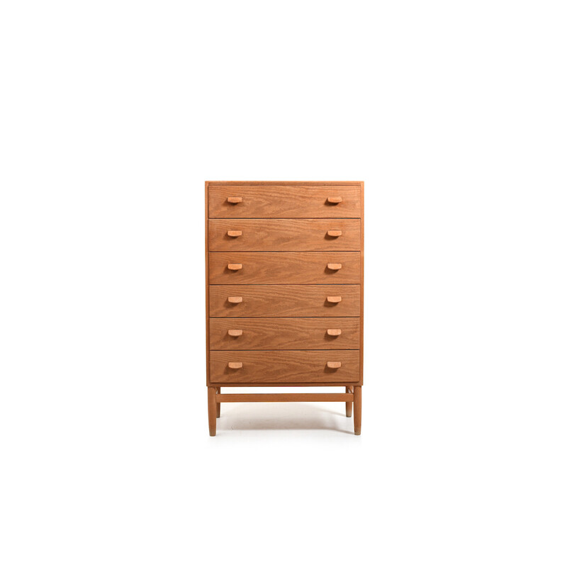 Vintage Talboy oakwood chest of drawers by Poul M. Volther for Fdb Møbler, 1950s