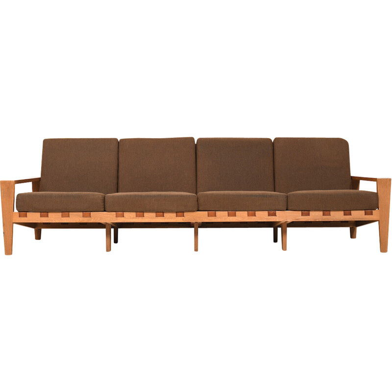 Vintage "Bodo" ​​sofa in oakwood and cognac leather by Svante Skogh for Seffle Møbelfabrik Swedwn, 1957s