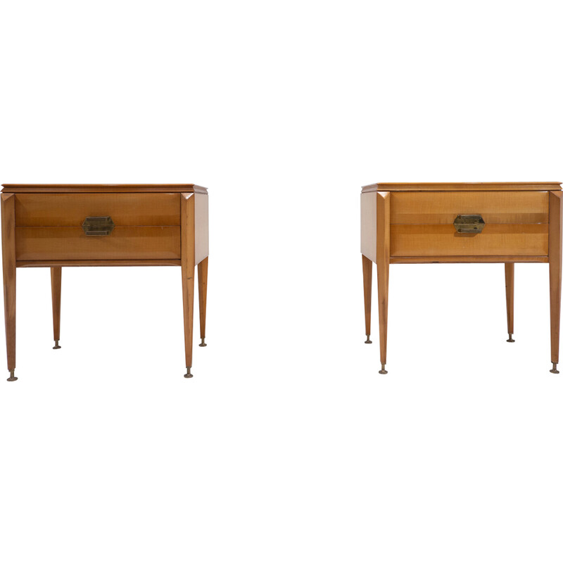 Pair of mid-century wooden night stands, Italy 1960s