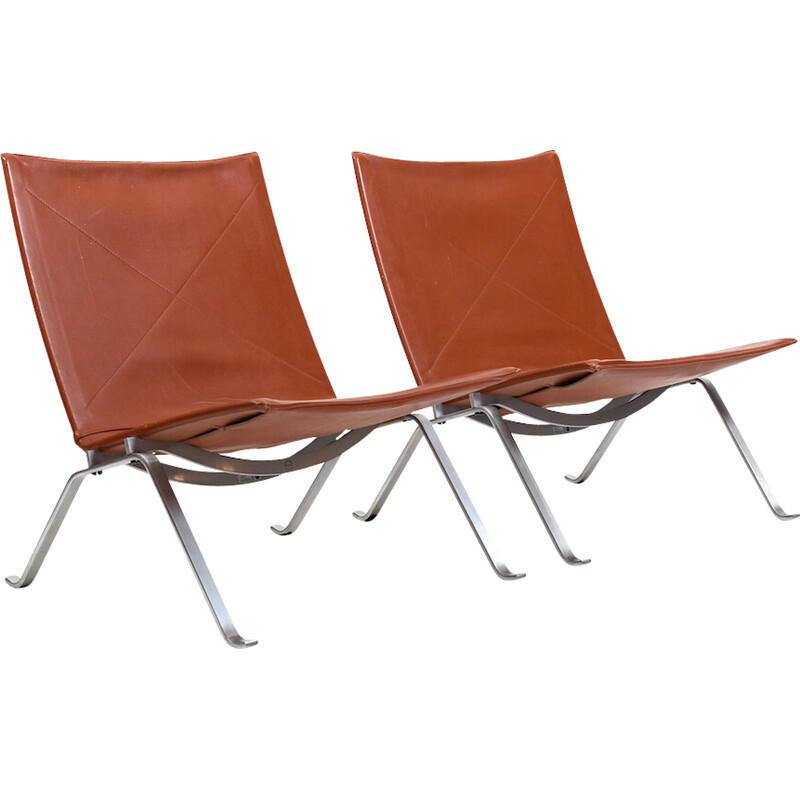 Pair of vintage Pk22 armchairs by Poul Kjaerholm for Fritz Hansen, 1980s