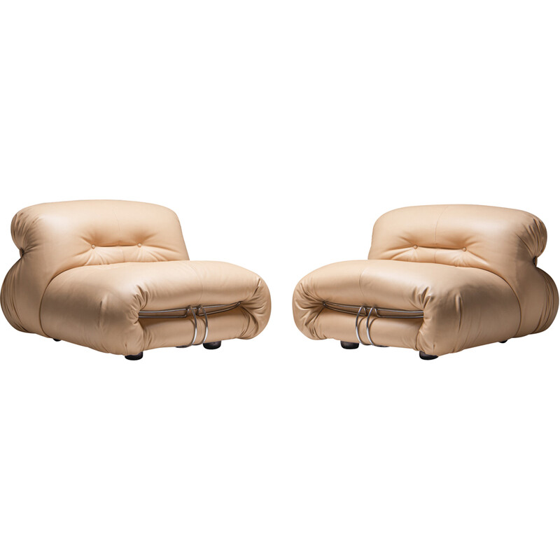 Pair of vintage Italian armchairs "Soriana" by Tobia and Afra Scarpa for Cassina, 1960
