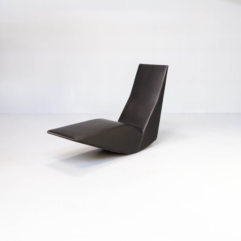 Sillón vintage Bird en cuero negro de Tom Dixon para Cappellini, años 90