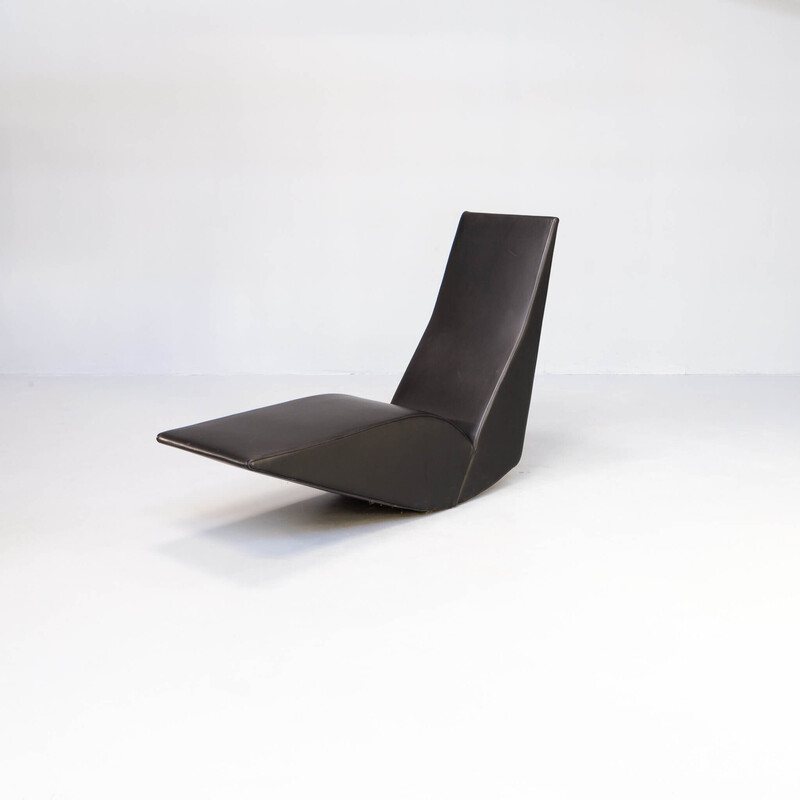 Vintage Bird armchair in black leather by Tom Dixon for Cappellini, 1990s