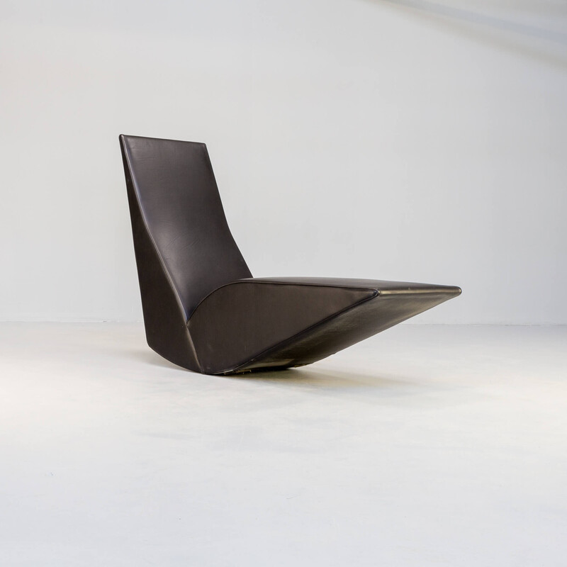 Vintage Bird armchair in black leather by Tom Dixon for Cappellini, 1990s
