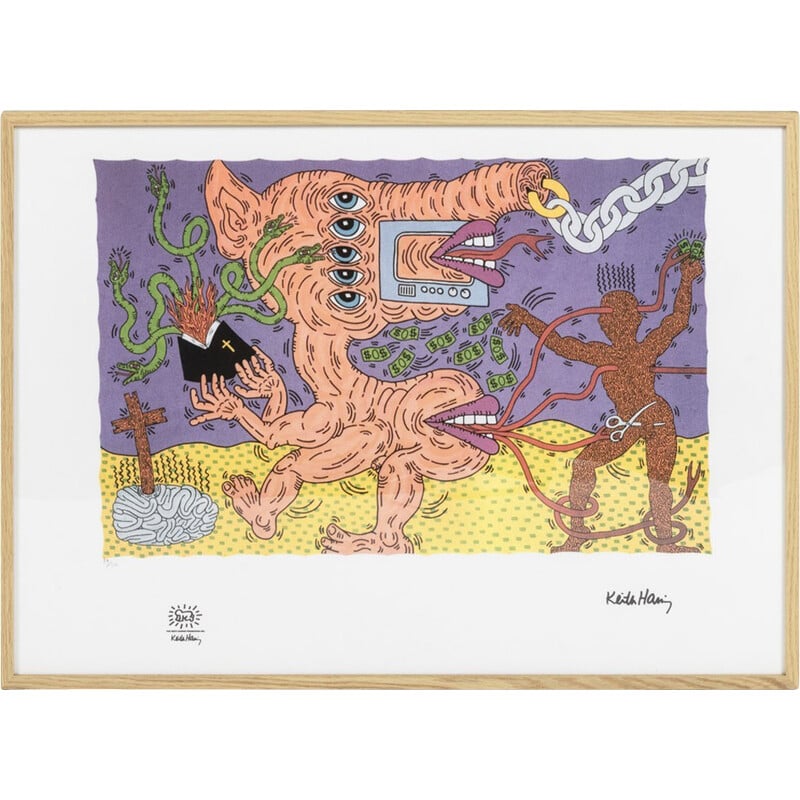 Vintage silkscreen by Keith Haring, 1990