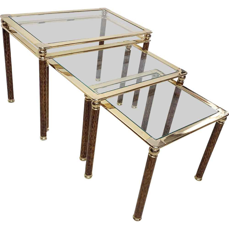 Lancel vintage nesting tables in brass and scales