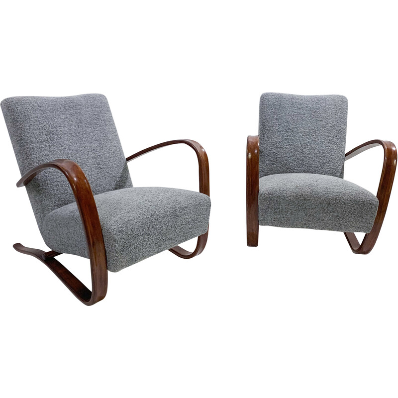 Pair of vintage H269 bentwood armchairs by Jindrich Halabala, Czech Republic 1940s