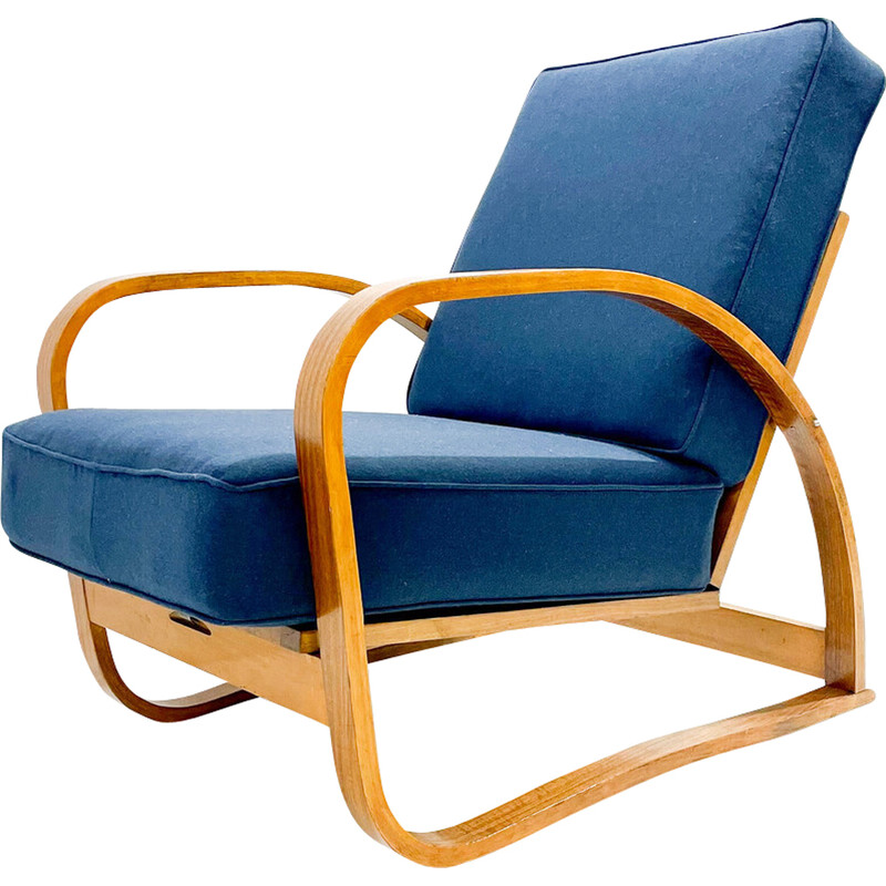 Cadeira de braços traseira ajustável Vintage bentwood por Jindrich Halabala, República Checa 1940s