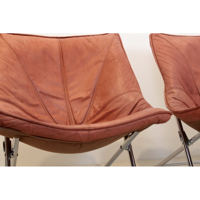 Set of 2 foldable low chairs designed by Teun Van Zanten for Molinari - 1970s