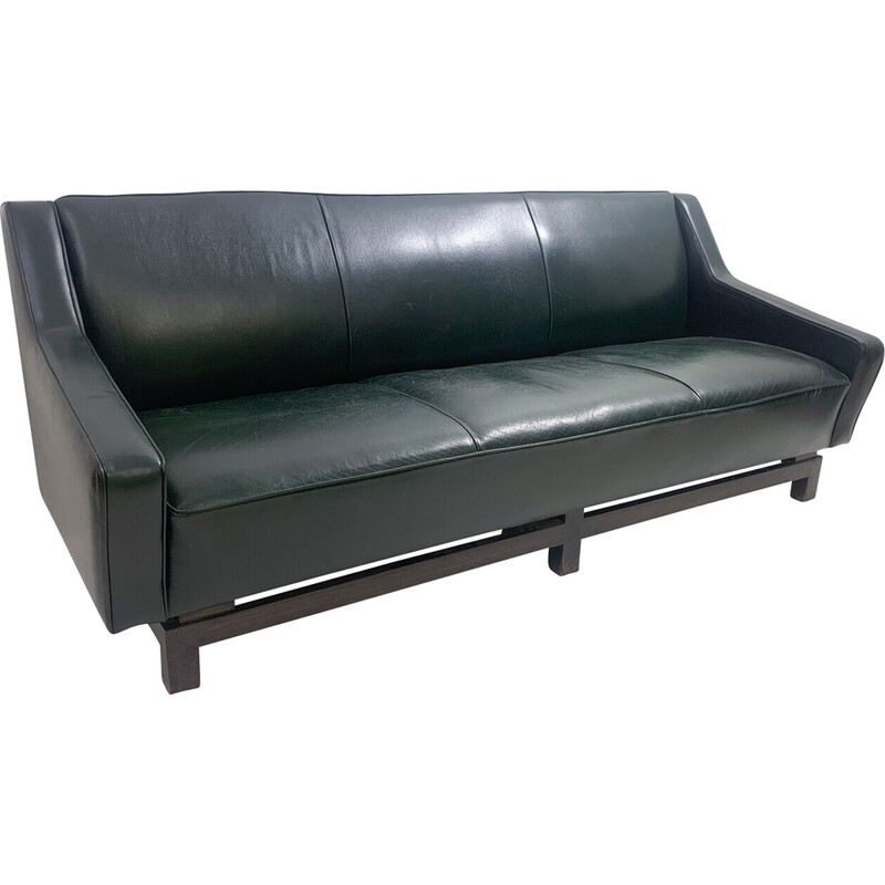 Mid-century three seater leather sofa by Emiel Veranneman