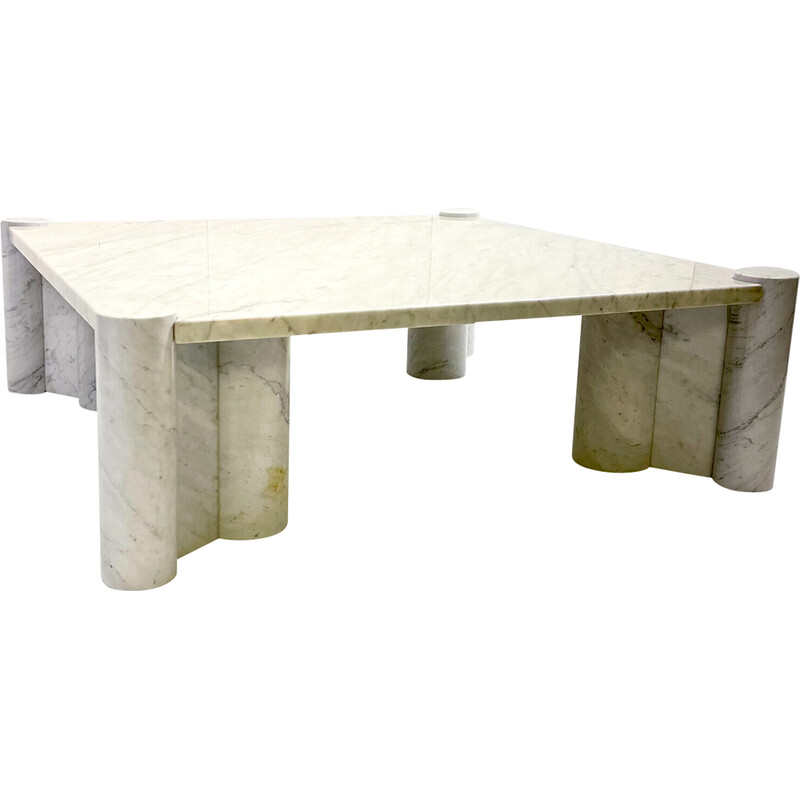 Mesa de centro Jumbo vintage de mármol blanco de Carrara por Gae Aulenti para Knoll Inc, años 60