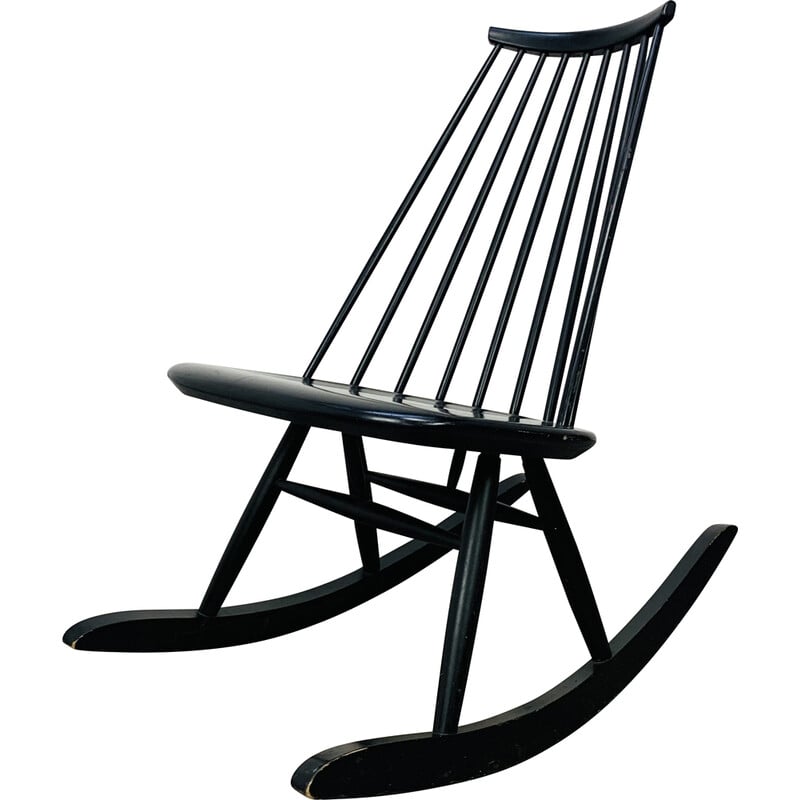 Vintage black "Mademoiselle" rocking chair by Ilmari Tapiovaara, 1960s