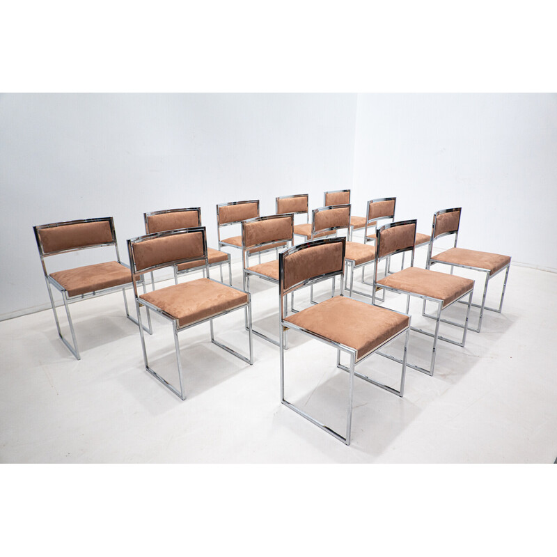 Conjunto de 12 cadeiras de jantar de meados do século, Itália 1970