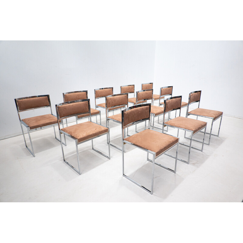 Set van 12 mid-century eetkamerstoelen, Italië 1970